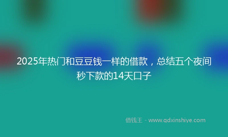 2025年热门和豆豆钱一样的借款，总结五个夜间秒下款的14天口子