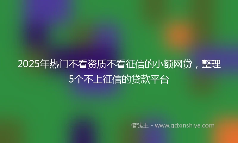 2025年热门不看资质不看征信的小额网贷，整理5个不上征信的贷款平台