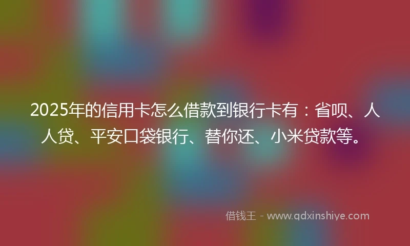 2025年的信用卡怎么借款到银行卡有：省呗、人人贷、平安口袋银行、替你还、小米贷款等。