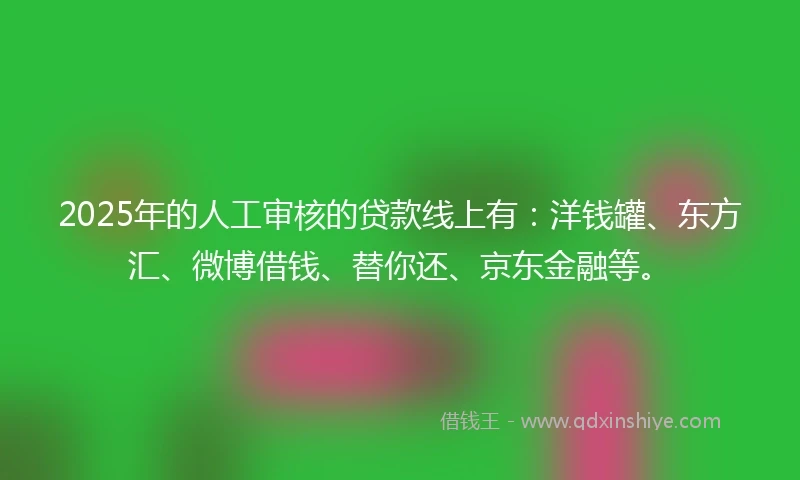 2025年的人工审核的贷款线上有：洋钱罐、东方汇、微博借钱、替你还、京东金融等。
