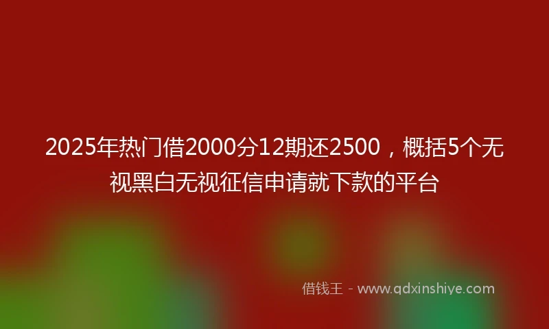 2025年热门借2000分12期还2500,概括5个无视黑白无视征信申请就下款的平台