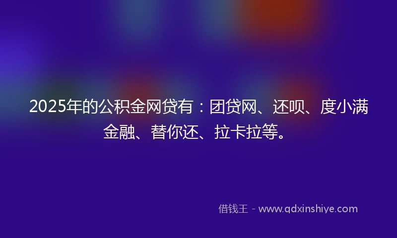 2025年的公积金网贷有：团贷网、还呗、度小满金融、替你还、拉卡拉等。