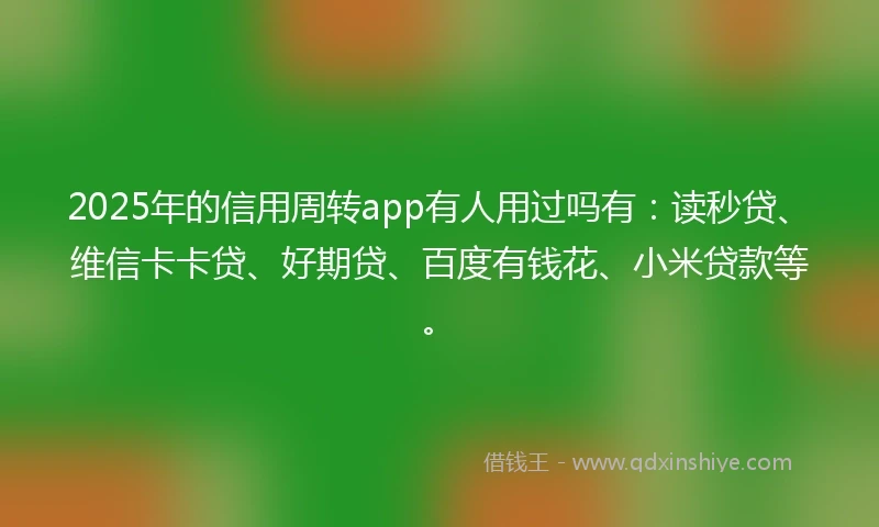 2025年的信用周转app有人用过吗有：读秒贷、维信卡卡贷、好期贷、百度有钱花、小米贷款等。