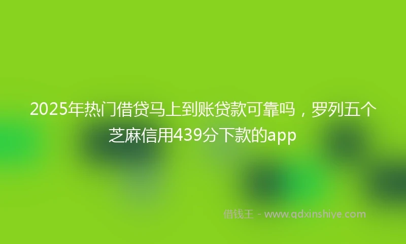 2025年热门借贷马上到账贷款可靠吗，罗列五个芝麻信用439分下款的app