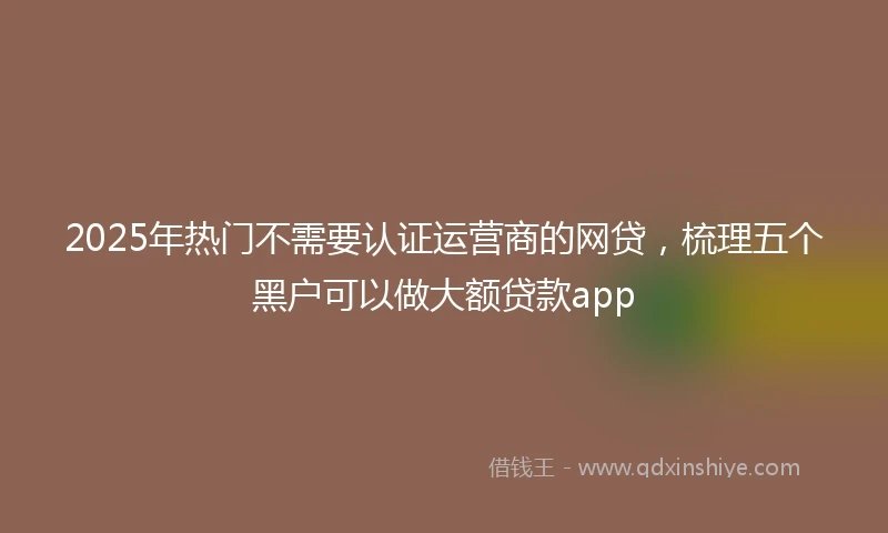 2025年热门不需要认证运营商的网贷，梳理五个黑户可以做大额贷款app