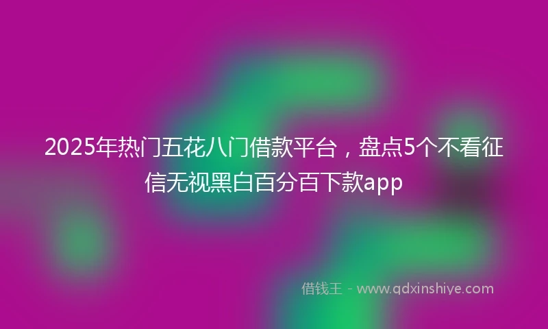 2025年热门五花八门借款平台,盘点5个不看征信无视黑白百分百下款app
