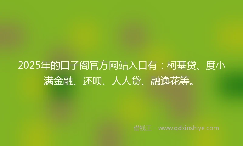 2025年的口子阁官方网站入口有:柯基贷、度小满金融、还呗、人人贷、融逸花等。
