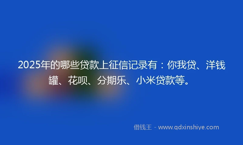 2025年的哪些贷款上征信记录有：你我贷、洋钱罐、花呗、分期乐、小米贷款等。