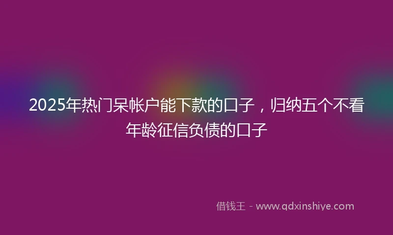 2025年热门呆帐户能下款的口子，归纳五个不看年龄征信负债的口子