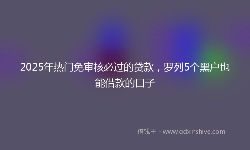 2025年热门免审核必过的贷款，罗列5个黑户也能借款的口子