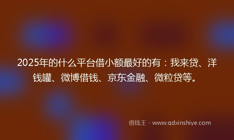 2025年的什么平台借小额最好的有：我来贷、洋钱罐、微博借钱、京东金融、微粒贷等。