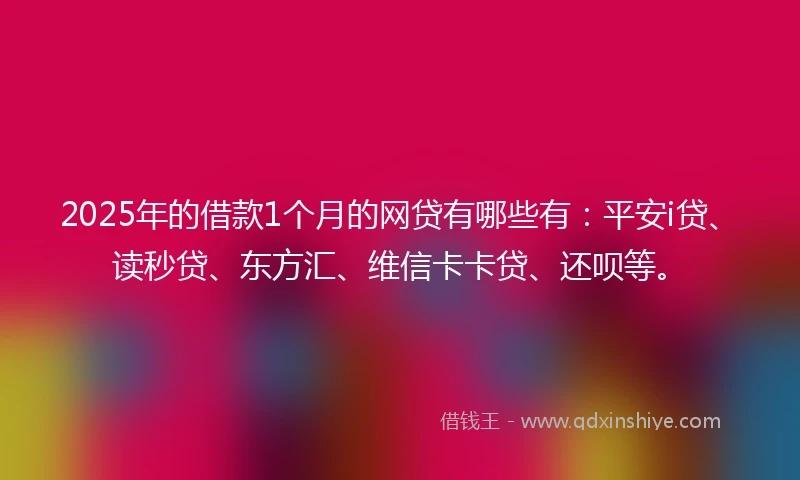 2025年的借款1个月的网贷有哪些有：平安i贷、读秒贷、东方汇、维信卡卡贷、还呗等。