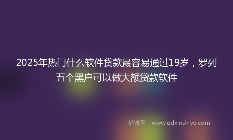 2025年热门什么软件贷款最容易通过19岁，罗列五个黑户可以做大额贷款软件