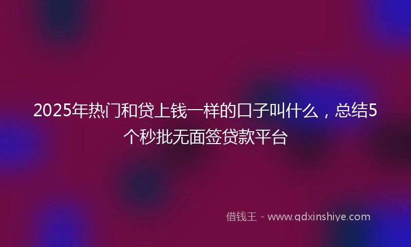 2025年热门和贷上钱一样的口子叫什么，总结5个秒批无面签贷款平台
