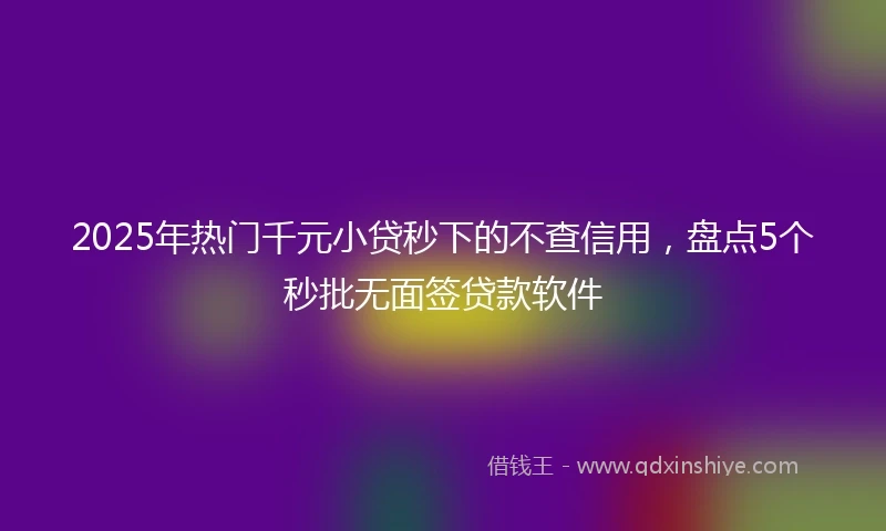 2025年热门千元小贷秒下的不查信用，盘点5个秒批无面签贷款软件