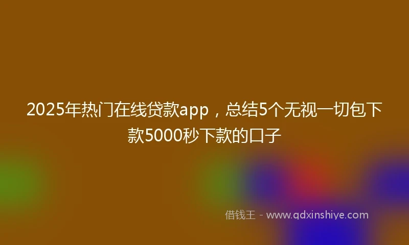 2025年热门在线贷款app，总结5个无视一切包下款5000秒下款的口子