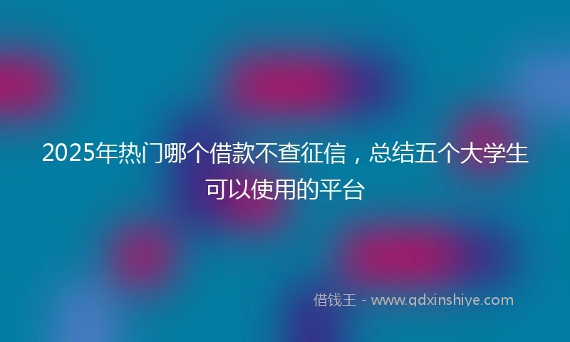 2025年热门哪个借款不查征信，总结五个大学生可以使用的平台