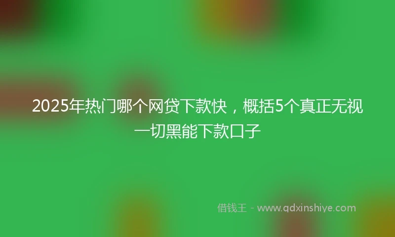 2025年热门哪个网贷下款快，概括5个真正无视一切黑能下款口子