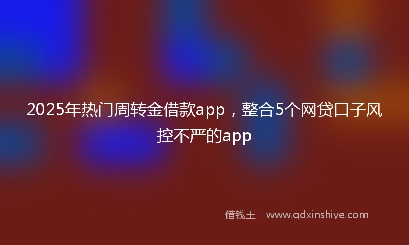 2025年热门周转金借款app，整合5个网贷口子风控不严的app