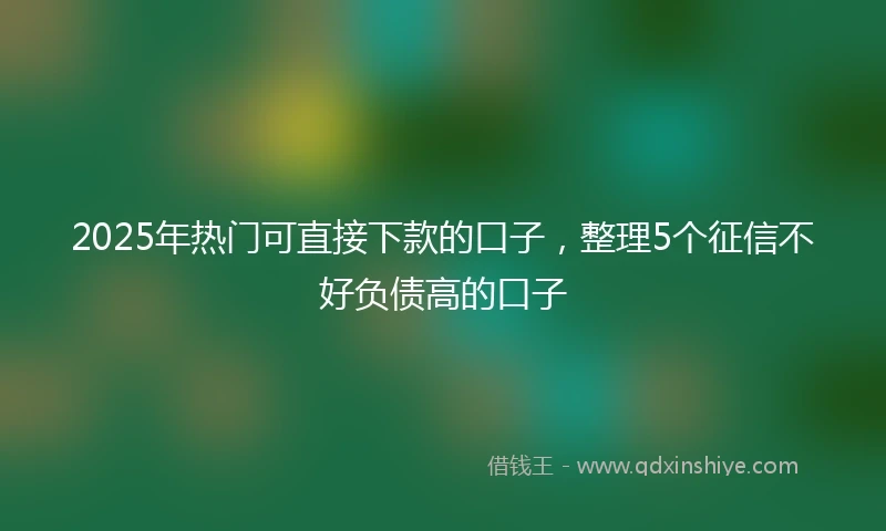2025年热门可直接下款的口子，整理5个征信不好负债高的口子