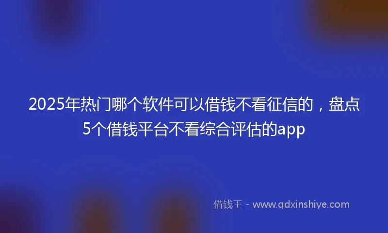 2025年热门哪个软件可以借钱不看征信的，盘点5个借钱平台不看综合评估的app