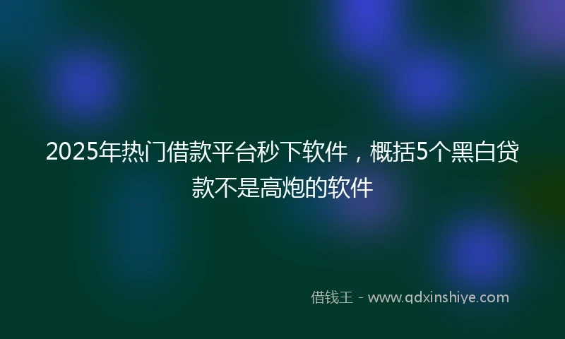 2025年热门借款平台秒下软件，概括5个黑白贷款不是高炮的软件