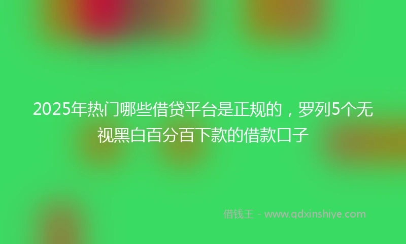 2025年热门哪些借贷平台是正规的，罗列5个无视黑白百分百下款的借款口子