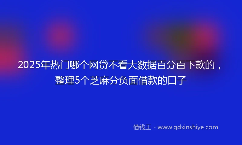 2025年热门哪个网贷不看大数据百分百下款的，整理5个芝麻分负面借款的口子