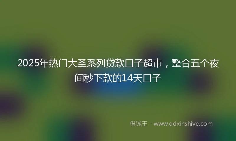2025年热门大圣系列贷款口子超市，整合五个夜间秒下款的14天口子
