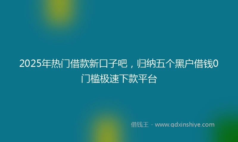 2025年热门借款新口子吧，归纳五个黑户借钱0门槛极速下款平台