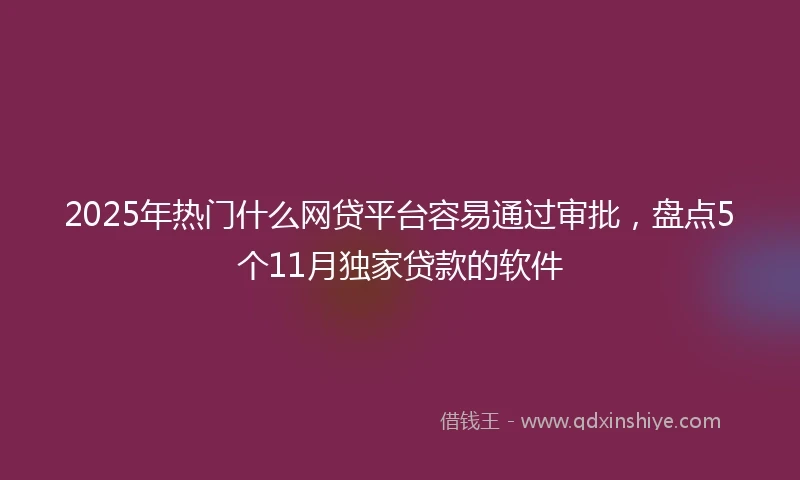 2025年热门什么网贷平台容易通过审批，盘点5个11月独家贷款的软件