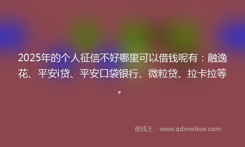 2025年的个人征信不好哪里可以借钱呢有：融逸花、平安i贷、平安口袋银行、微粒贷、拉卡拉等。