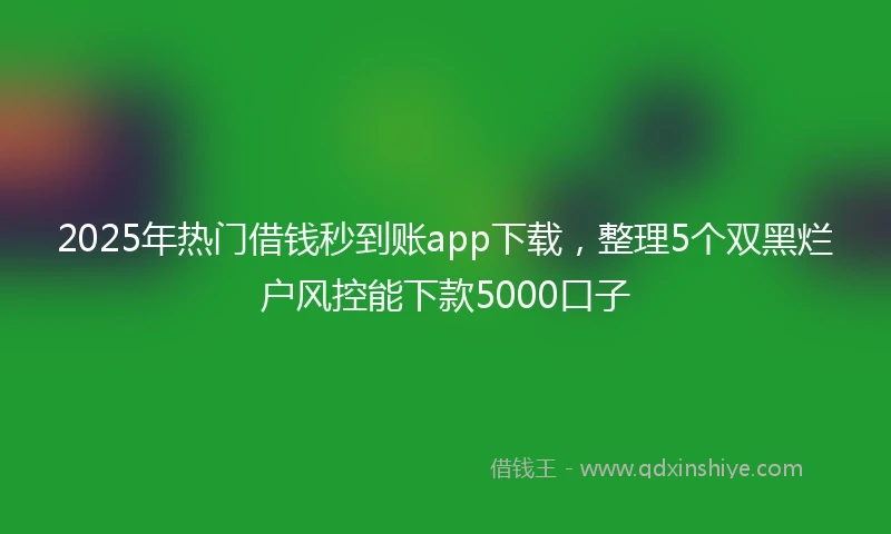 2025年热门借钱秒到账app下载，整理5个双黑烂户风控能下款5000口子