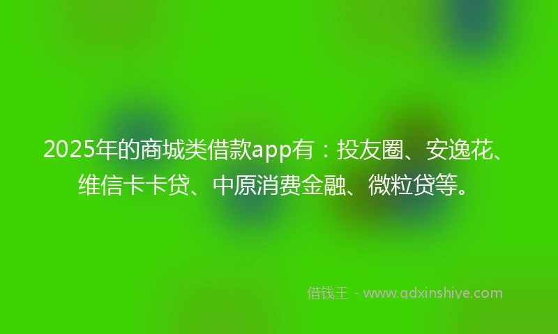2025年的商城类借款app有：投友圈、安逸花、维信卡卡贷、中原消费金融、微粒贷等。