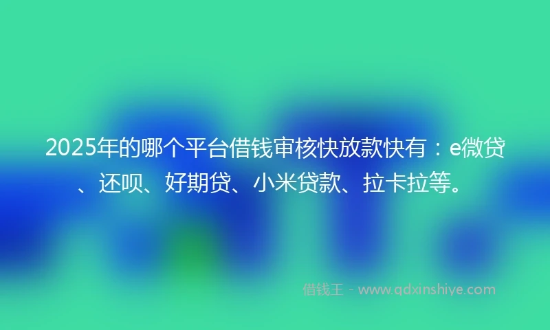 2025年的哪个平台借钱审核快放款快有：e微贷、还呗、好期贷、小米贷款、拉卡拉等。