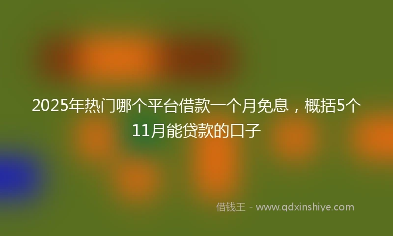 2025年热门哪个平台借款一个月免息，概括5个11月能贷款的口子
