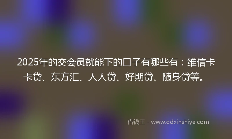 2025年的交会员就能下的口子有哪些有：维信卡卡贷、东方汇、人人贷、好期贷、随身贷等。