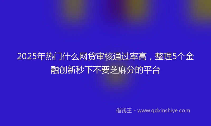 2025年热门什么网贷审核通过率高，整理5个金融创新秒下不要芝麻分的平台