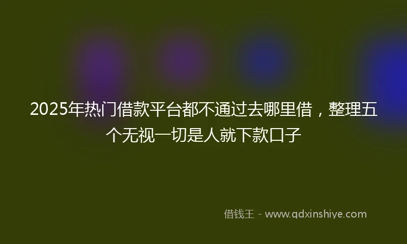 2025年热门借款平台都不通过去哪里借，整理五个无视一切是人就下款口子