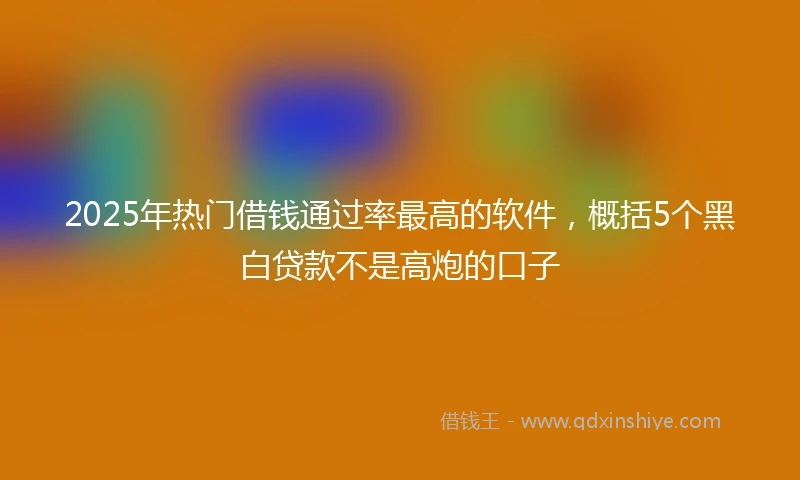 2025年热门借钱通过率最高的软件，概括5个黑白贷款不是高炮的口子