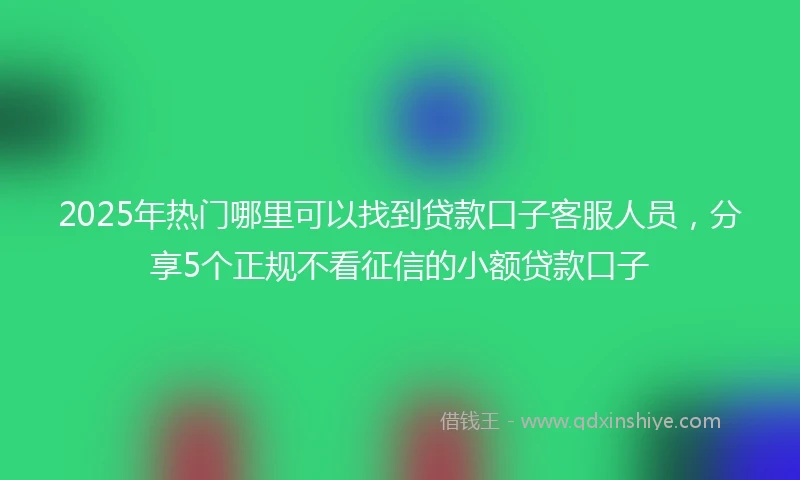 2025年热门哪里可以找到贷款口子客服人员，分享5个正规不看征信的小额贷款口子