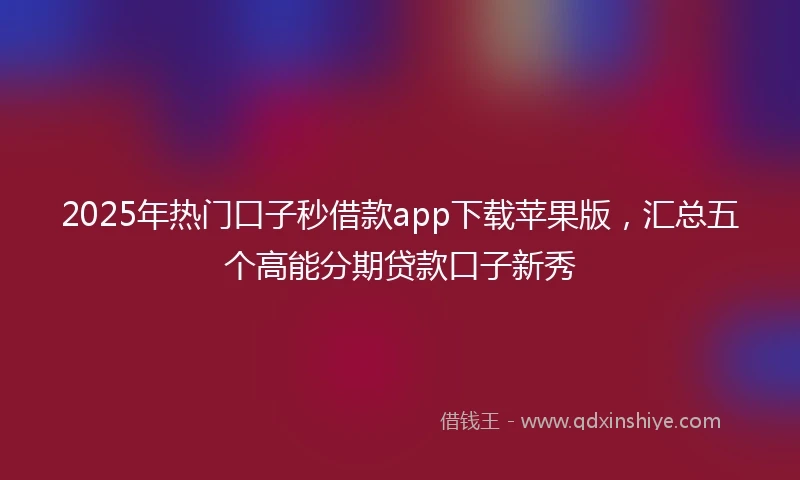 2025年热门口子秒借款app下载苹果版,汇总五个高能分期贷款口子新秀