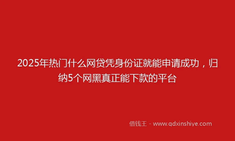 2025年热门什么网贷凭身份证就能申请成功，归纳5个网黑真正能下款的平台