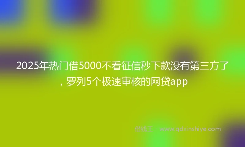 2025年热门借5000不看征信秒下款没有第三方了，罗列5个极速审核的网贷app