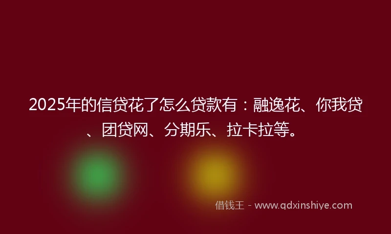 2025年的信贷花了怎么贷款有：融逸花、你我贷、团贷网、分期乐、拉卡拉等。