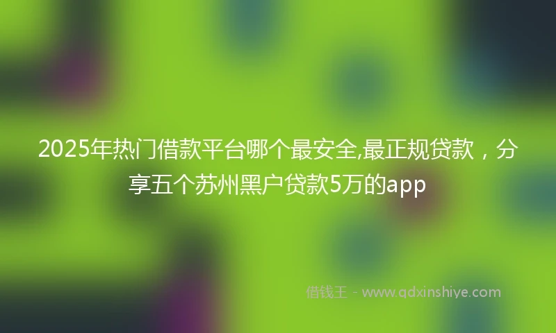 2025年热门借款平台哪个最安全,最正规贷款，分享五个苏州黑户贷款5万的app