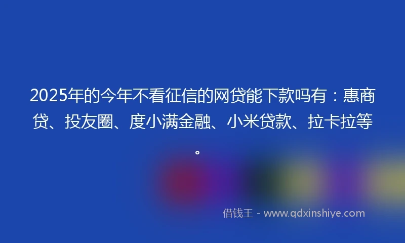 2025年的今年不看征信的网贷能下款吗有：惠商贷、投友圈、度小满金融、小米贷款、拉卡拉等。