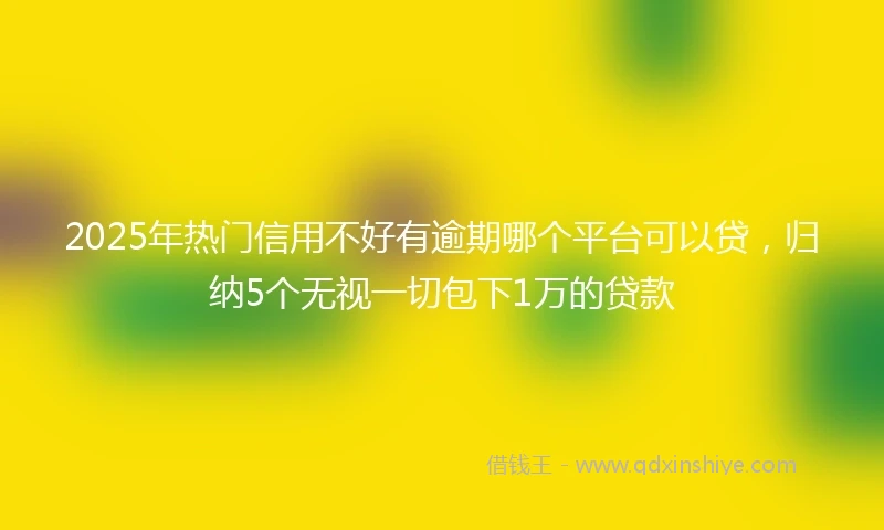 2025年热门信用不好有逾期哪个平台可以贷，归纳5个无视一切包下1万的贷款