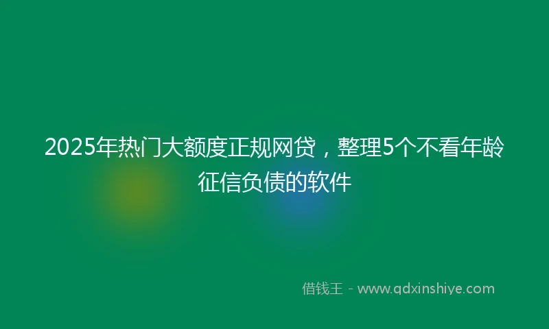 2025年热门大额度正规网贷，整理5个不看年龄征信负债的软件
