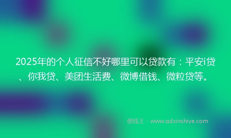 2025年的个人征信不好哪里可以贷款有：平安i贷、你我贷、美团生活费、微博借钱、微粒贷等。
